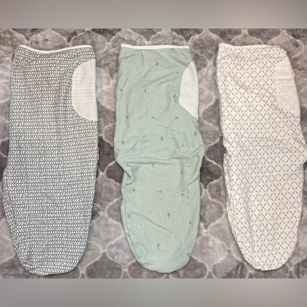 KeaBabies 3-Pack Soothe Swaddle Wraps- Printed Grey/Sage/White Size OS (0-3M)